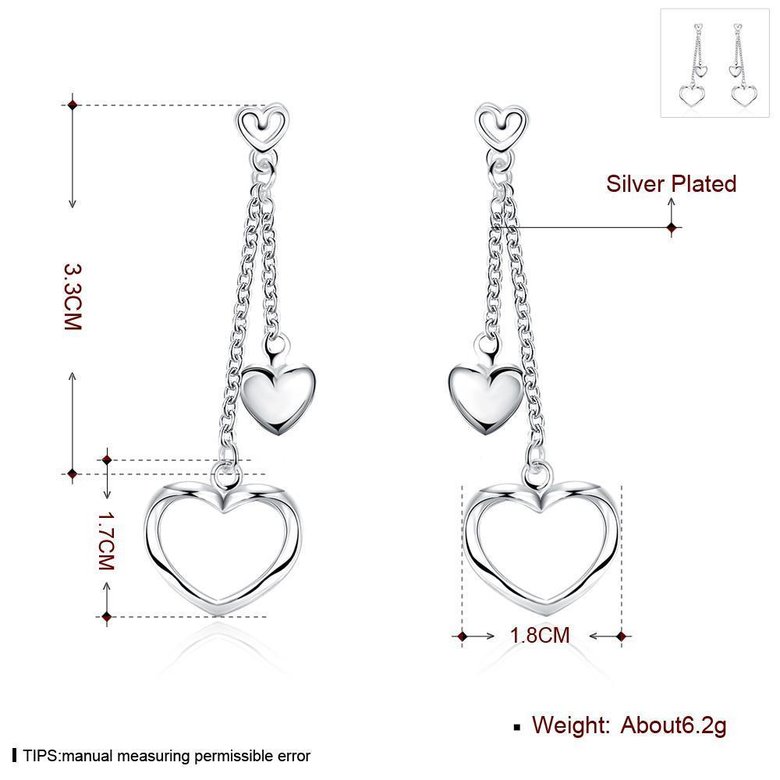 Wholesale Simple Design Silver Color Hollow Heart tassel Drop Earrings For Women New Brand Fashion Ear fine Gift TGSPDE137 0