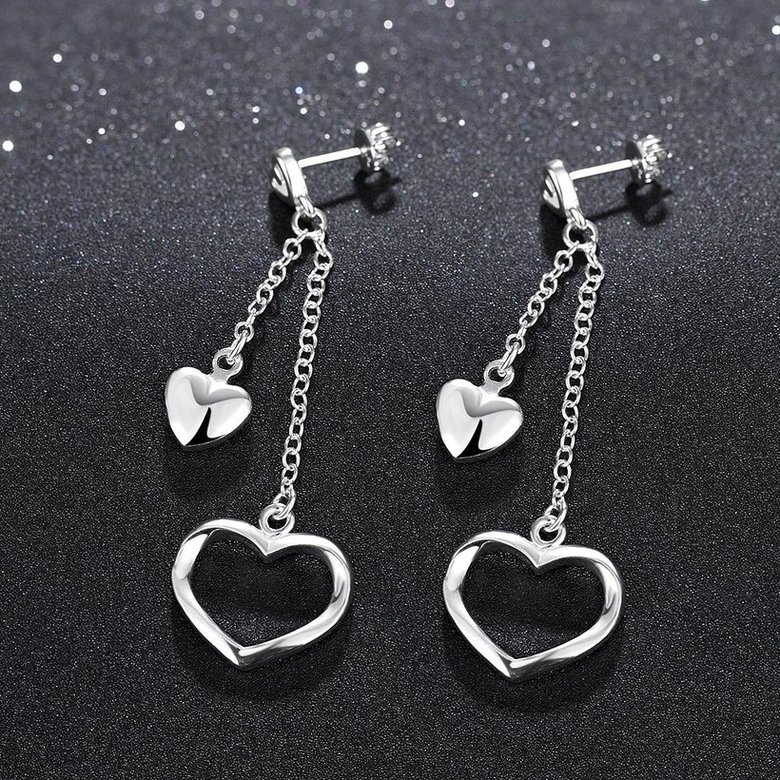 Wholesale Simple Design Silver Color Hollow Heart tassel Drop Earrings For Women New Brand Fashion Ear fine Gift TGSPDE137 1