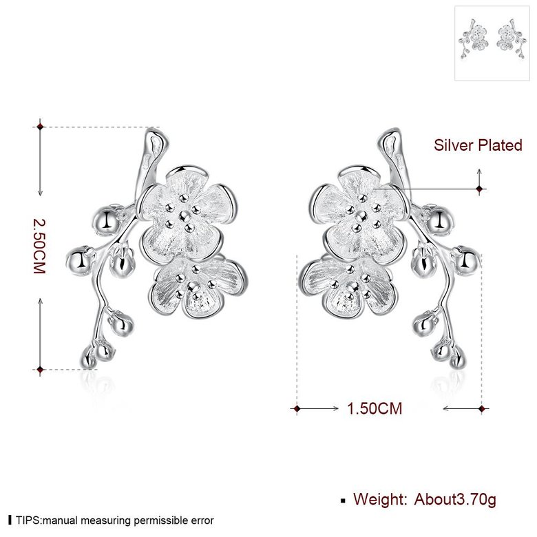 Wholesale Romantic Silver Plated plum Dangle Earring for women Temperament jewelry gift TGSPDE140 0