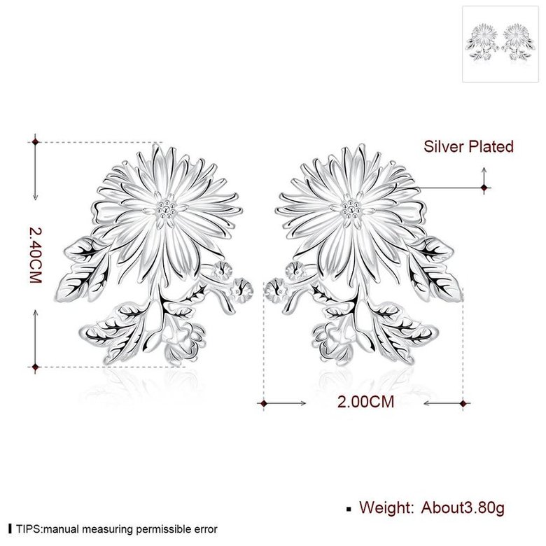 Wholesale Romantic Silver Plated chrysanthemen Dangle Earring for women Temperament earring jewelry gift TGSPDE141 1