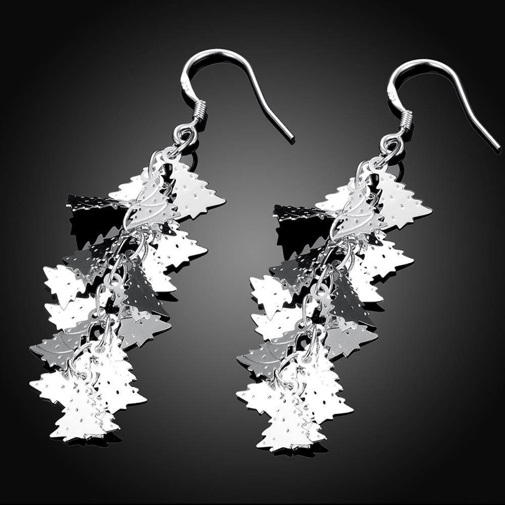 Wholesale Romantic Silver Plated Dangle Earring unique christmas tree fashion wholesale jewelry TGSPDE146 1