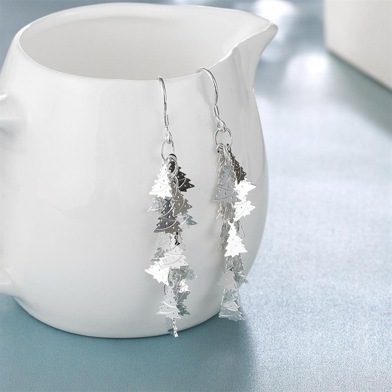 Wholesale Romantic Silver Plated Dangle Earring unique christmas tree fashion wholesale jewelry TGSPDE146 2