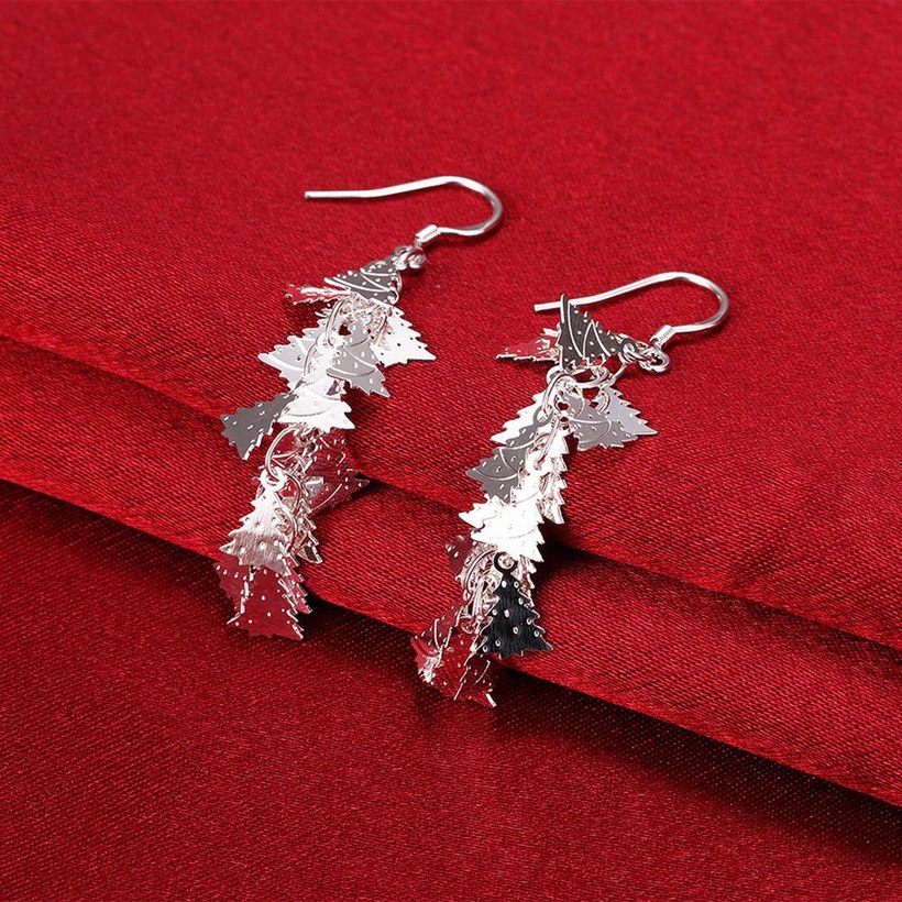 Wholesale Romantic Silver Plated Dangle Earring unique christmas tree fashion wholesale jewelry TGSPDE146 3