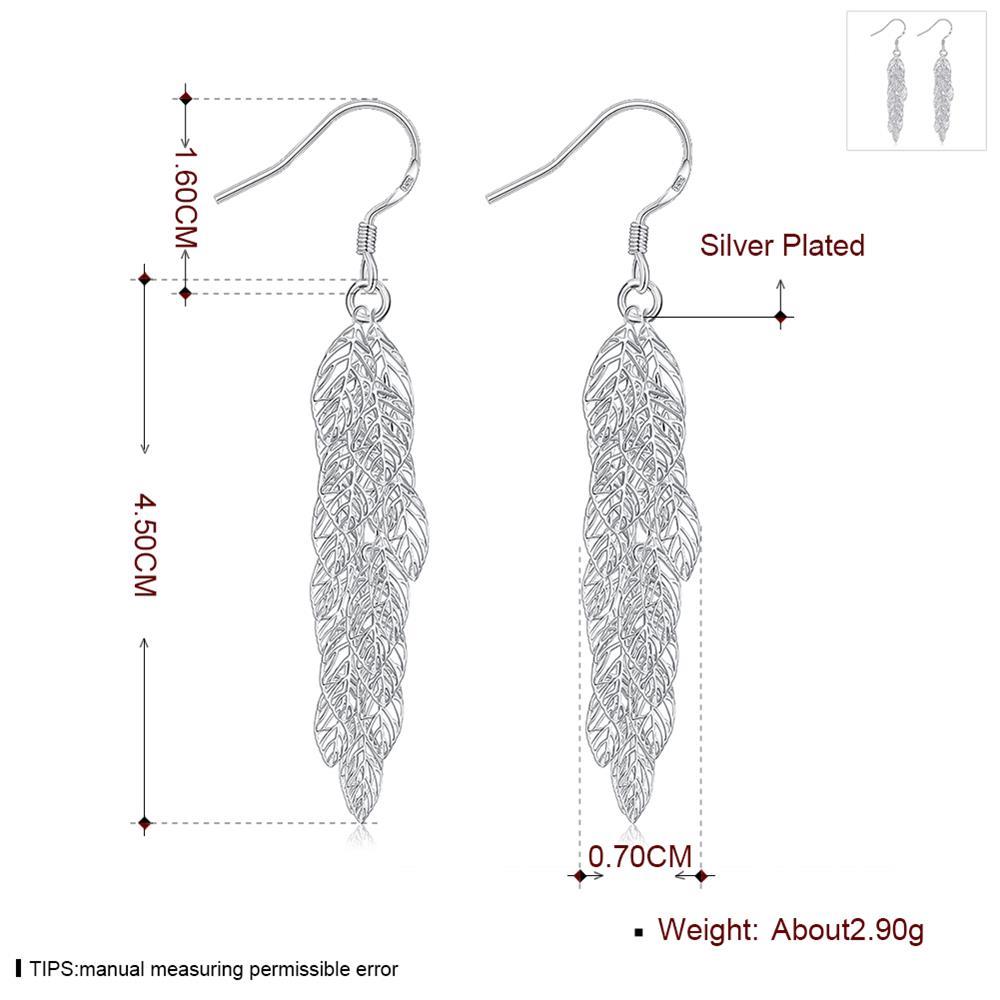 Wholesale Romantic Silver Plated Dangle Earring hollow out leaf long earring for women fine gift TGSPDE147 1