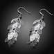 Wholesale Romantic Silver Plated Dangle Earring hollow out leaf long earring for women fine gift TGSPDE147 2 small