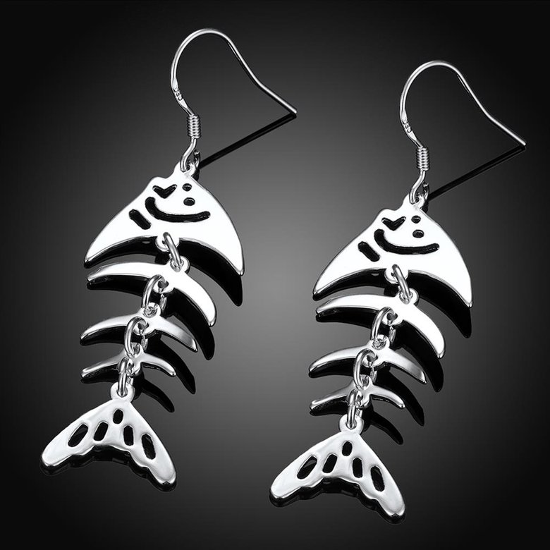 Wholesale Fashion Design Unique Silver Plated Fish Bones earring for Women Earrings Party Wedding Bride Simple Jewelry TGSPDE149 1