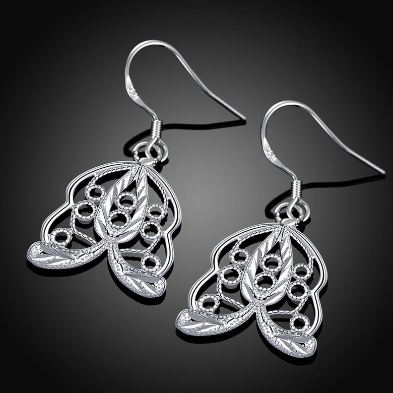 Wholesale Classic Silver Geometric Dangle Earring unique hollow earring for women wholesale jewelry from China  TGSPDE157 4