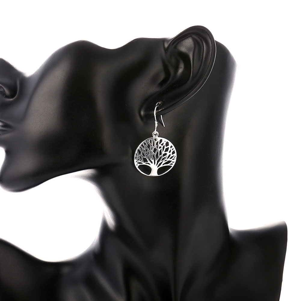 Wholesale Classic Silver Plated Dangle Earring hollow Tree of Life Dangle Drop Earrings for Women Gift Party Earrings Love Gift TGSPDE179 0