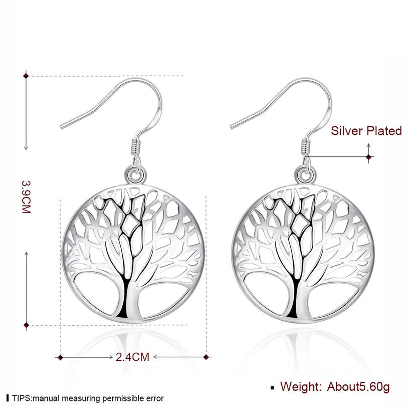 Wholesale Classic Silver Plated Dangle Earring hollow Tree of Life Dangle Drop Earrings for Women Gift Party Earrings Love Gift TGSPDE179 1