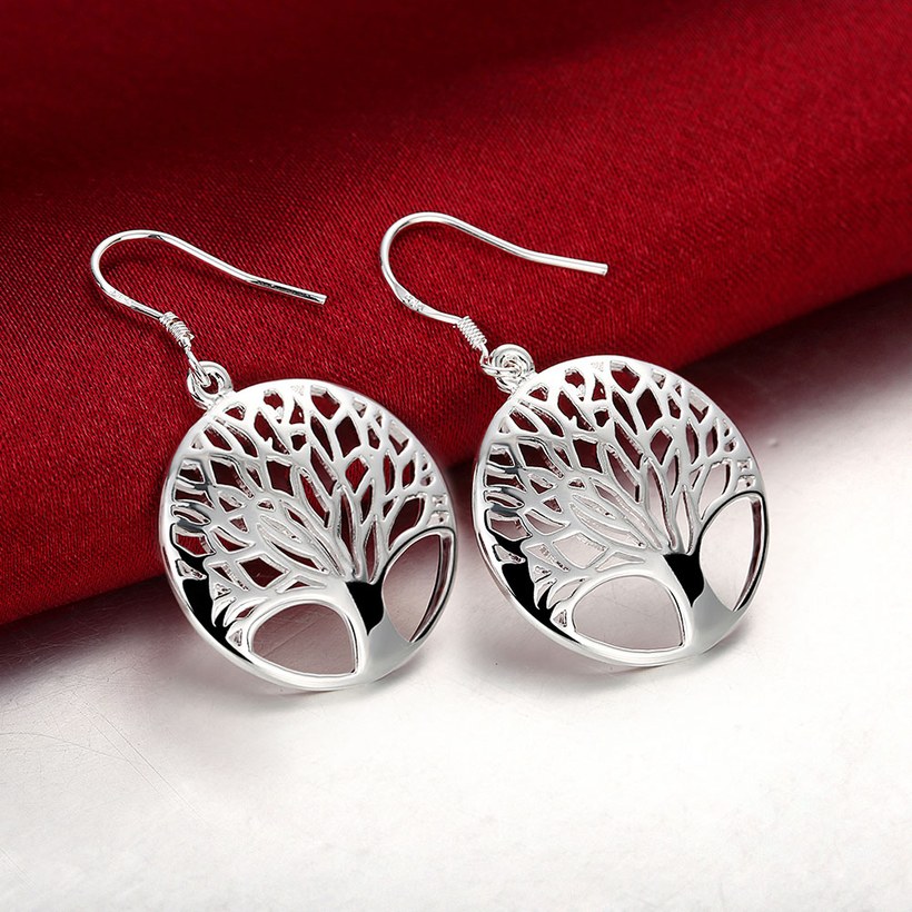 Wholesale Classic Silver Plated Dangle Earring hollow Tree of Life Dangle Drop Earrings for Women Gift Party Earrings Love Gift TGSPDE179 3