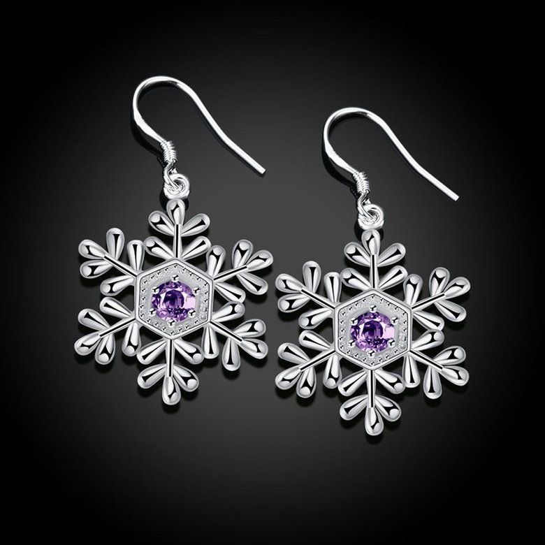 Wholesale Hot sale Snowflake Charms Earrings popular Christmas Gifts for Women purple zircon Fashion Jewelry  TGSPDE182 1