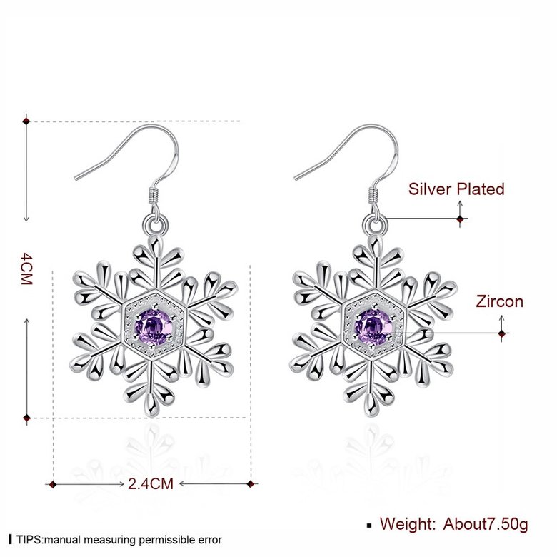 Wholesale Hot sale Snowflake Charms Earrings popular Christmas Gifts for Women purple zircon Fashion Jewelry  TGSPDE182 3