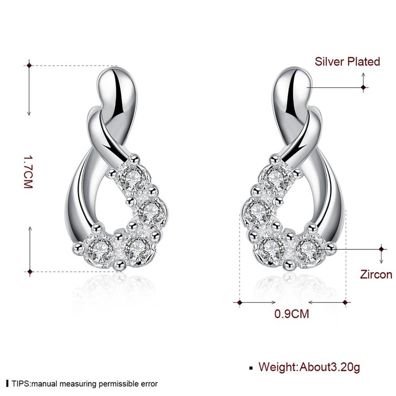 Wholesale Romantic Silver Water Drop CZ Dangle Earring simple design fine gift for wedding jewelry  TGSPDE201 0