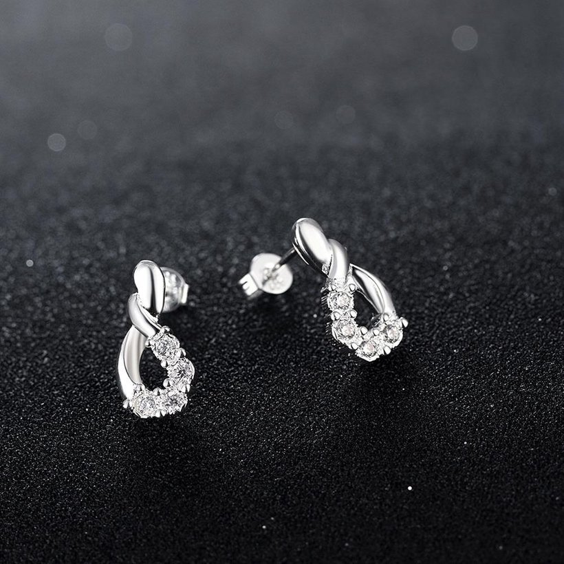 Wholesale Romantic Silver Water Drop CZ Dangle Earring simple design fine gift for wedding jewelry  TGSPDE201 2
