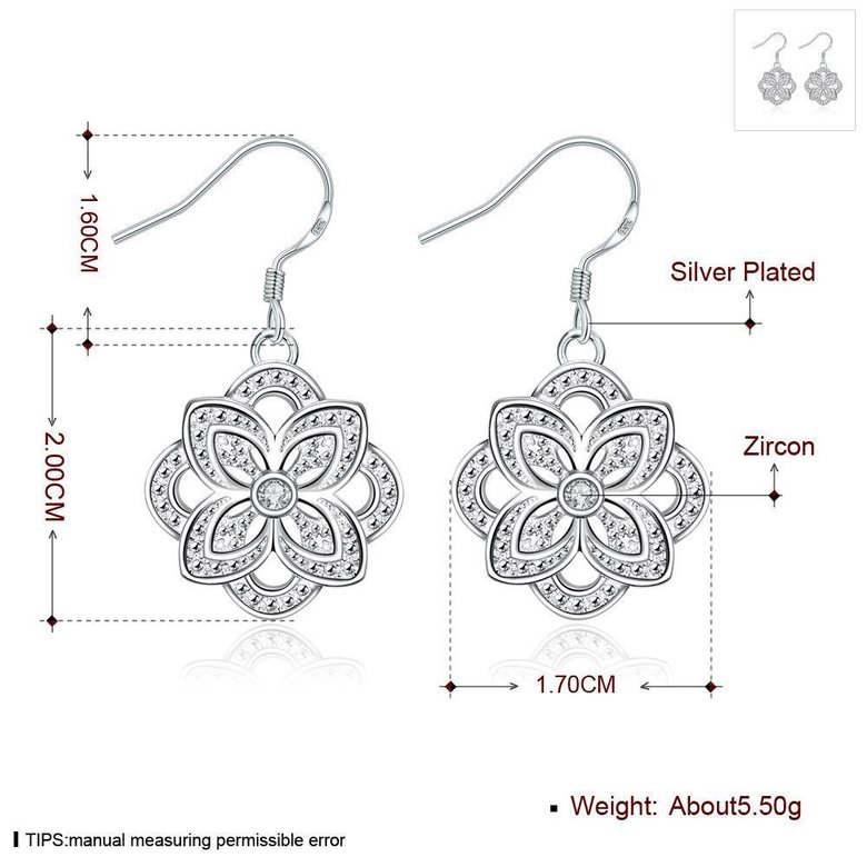 Wholesale Classic Silver Plated flower CZ Dangle Earring New Trendy Circular Earring Drop For Women Anniversary Wedding Gift Jewelry TGSPDE028 0