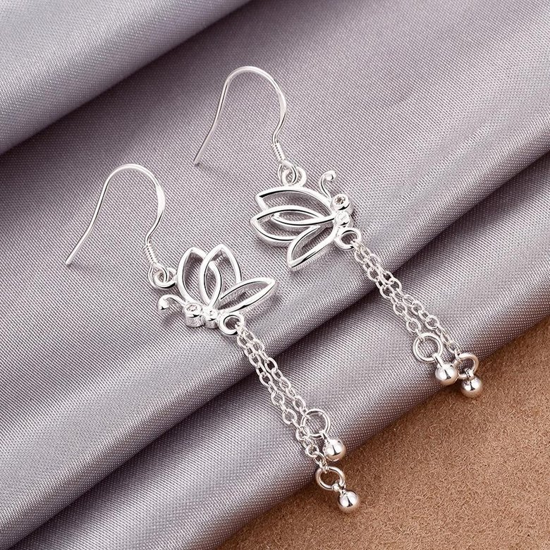 Wholesale Classic hot selling  Silver Animal CZ Dangle Earring butterfly long tassel earring women wedding party jewelry TGSPDE034 0