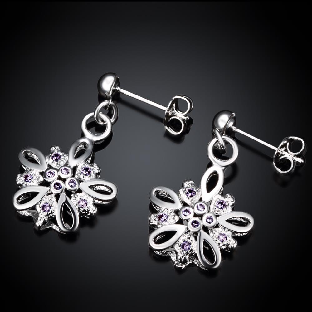 Wholesale Romantic Cute flower zircon Vintage Long Drop Dangle Earrings For Women  Engagement Wedding Jewelry Gift TGSPDE052 1