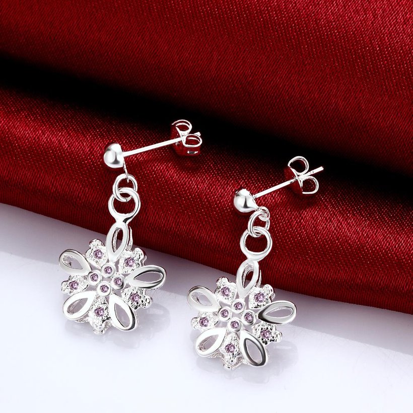 Wholesale Romantic Cute flower zircon Vintage Long Drop Dangle Earrings For Women  Engagement Wedding Jewelry Gift TGSPDE052 2