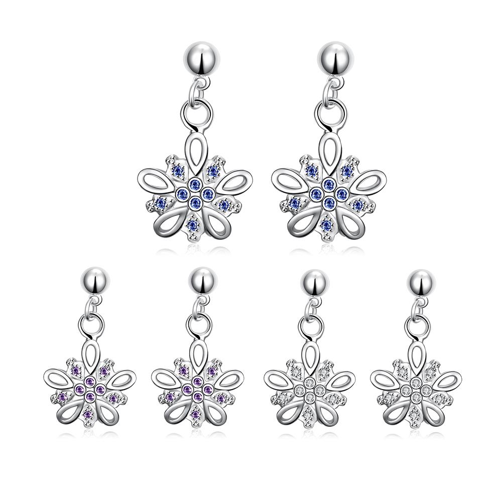 Wholesale Romantic Cute flower zircon Vintage Long Drop Dangle Earrings For Women  Engagement Wedding Jewelry Gift TGSPDE052 3
