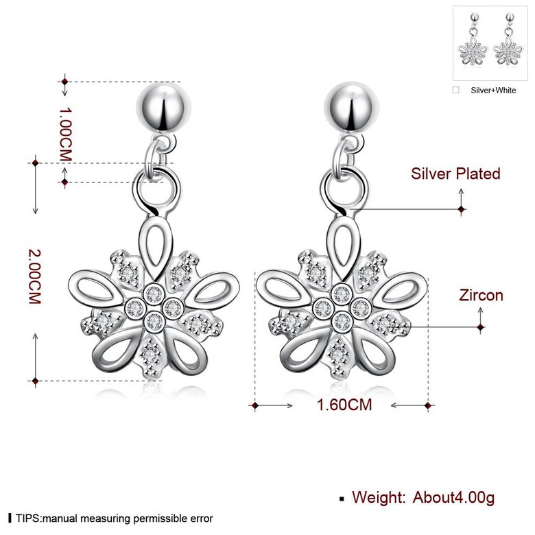 Wholesale Romantic Cute flower zircon Vintage Long Drop Dangle Earrings For Women  Engagement Wedding Jewelry Gift TGSPDE052 4