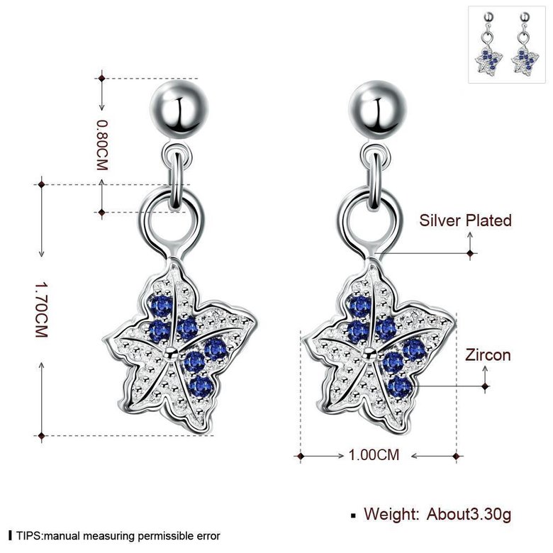 Wholesale Trendy Silvermaple leaf shape Dangle Earring for women blue crystal earring party jewelry TGSPDE002 0
