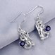 Wholesale Classic Silver Geometric Dangle Earring Blue crystal long Drop Earrings For Women Bridal Wedding Jewelry Gifts TGSPDE068 0 small