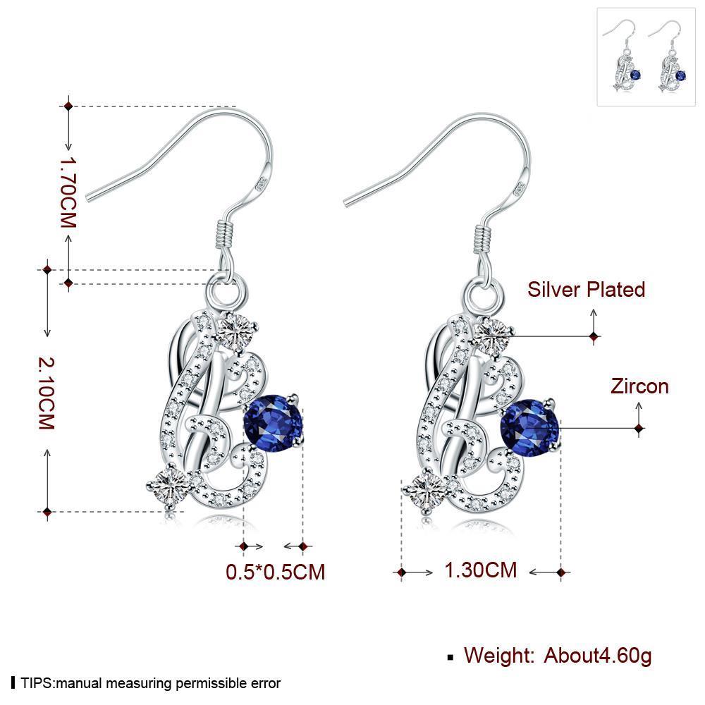 Wholesale Classic Silver Geometric Dangle Earring Blue crystal long Drop Earrings For Women Bridal Wedding Jewelry Gifts TGSPDE068 6
