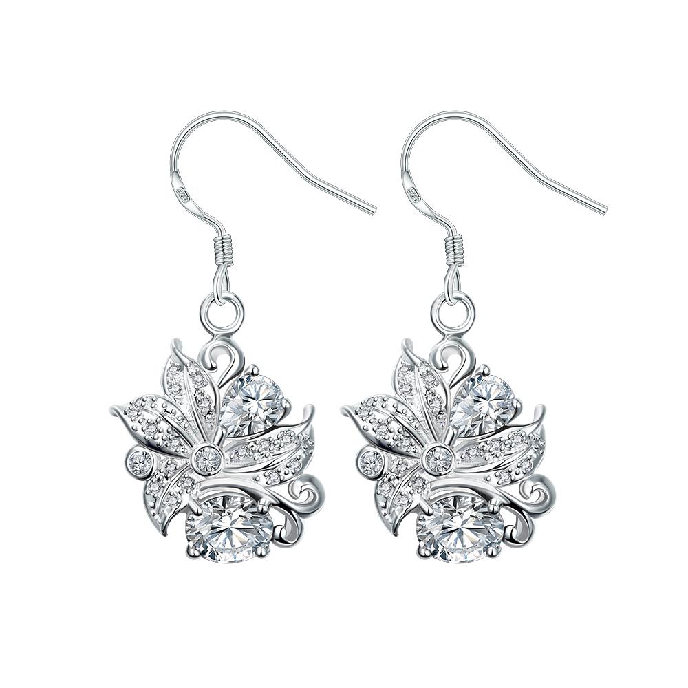 Wholesale Classic Silver Geometric Dangle Earring Blue crystal Drop Earrings For Women Bridal Wedding Jewelry Gifts TGSPDE074 5