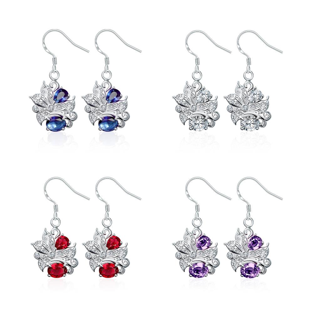 Wholesale Classic Silver Geometric Dangle Earring Blue crystal Drop Earrings For Women Bridal Wedding Jewelry Gifts TGSPDE074 7