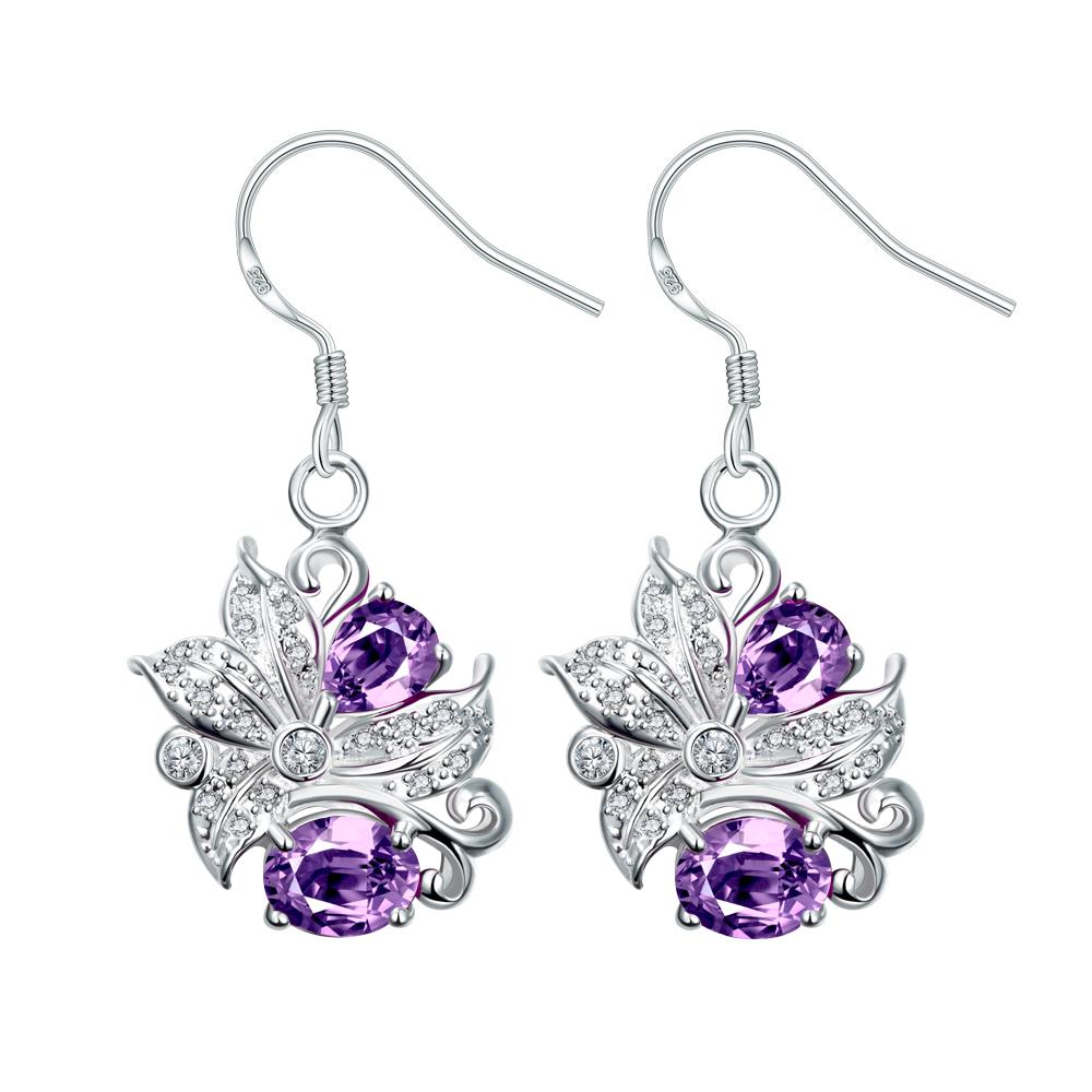 Wholesale Classic Silver Geometric Dangle Earring Blue crystal Drop Earrings For Women Bridal Wedding Jewelry Gifts TGSPDE074 8