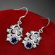 Wholesale Classic Silver Geometric Dangle Earring Blue crystal Drop Earrings For Women Bridal Wedding Jewelry Gifts TGSPDE077 3 small