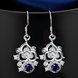 Wholesale Classic Silver Geometric Dangle Earring Blue crystal Drop Earrings For Women Bridal Wedding Jewelry Gifts TGSPDE077 4 small
