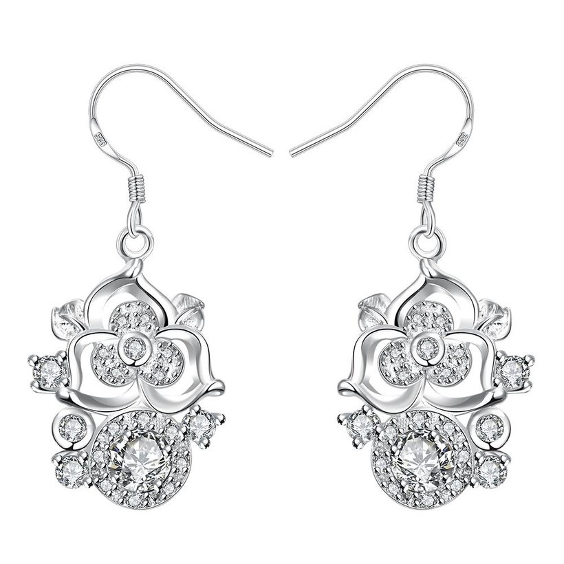 Wholesale Classic Silver Geometric Dangle Earring Blue crystal Drop Earrings For Women Bridal Wedding Jewelry Gifts TGSPDE077 5