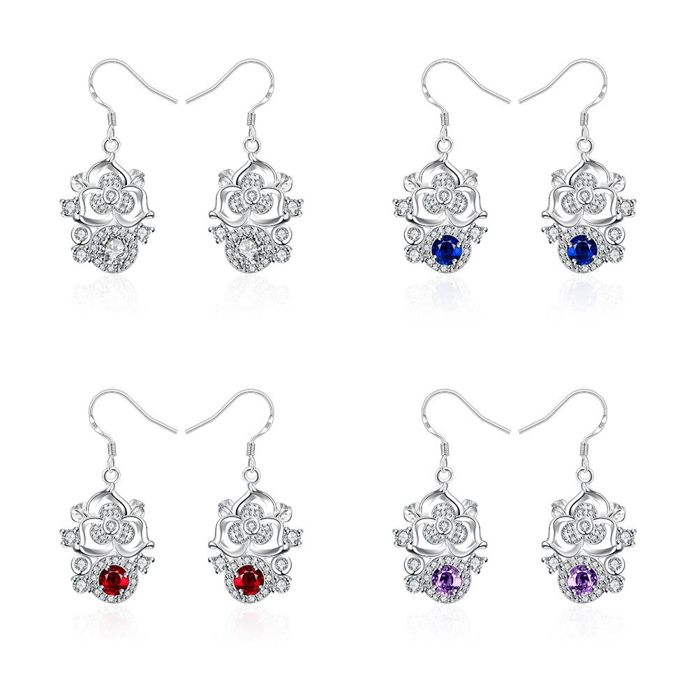 Wholesale Classic Silver Geometric Dangle Earring Blue crystal Drop Earrings For Women Bridal Wedding Jewelry Gifts TGSPDE077 6