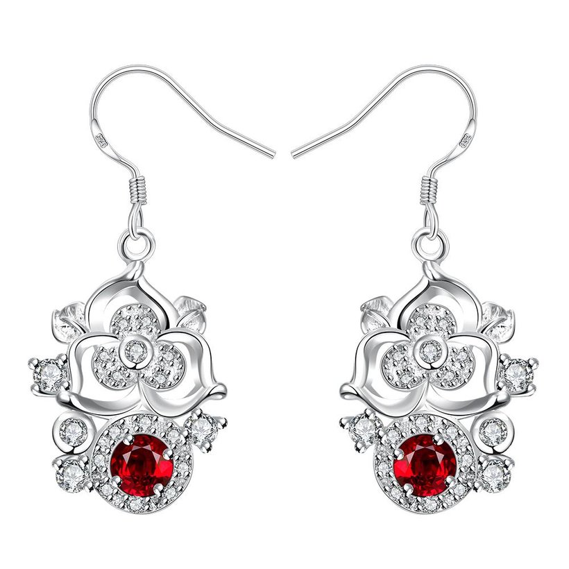 Wholesale Classic Silver Geometric Dangle Earring Blue crystal Drop Earrings For Women Bridal Wedding Jewelry Gifts TGSPDE077 8