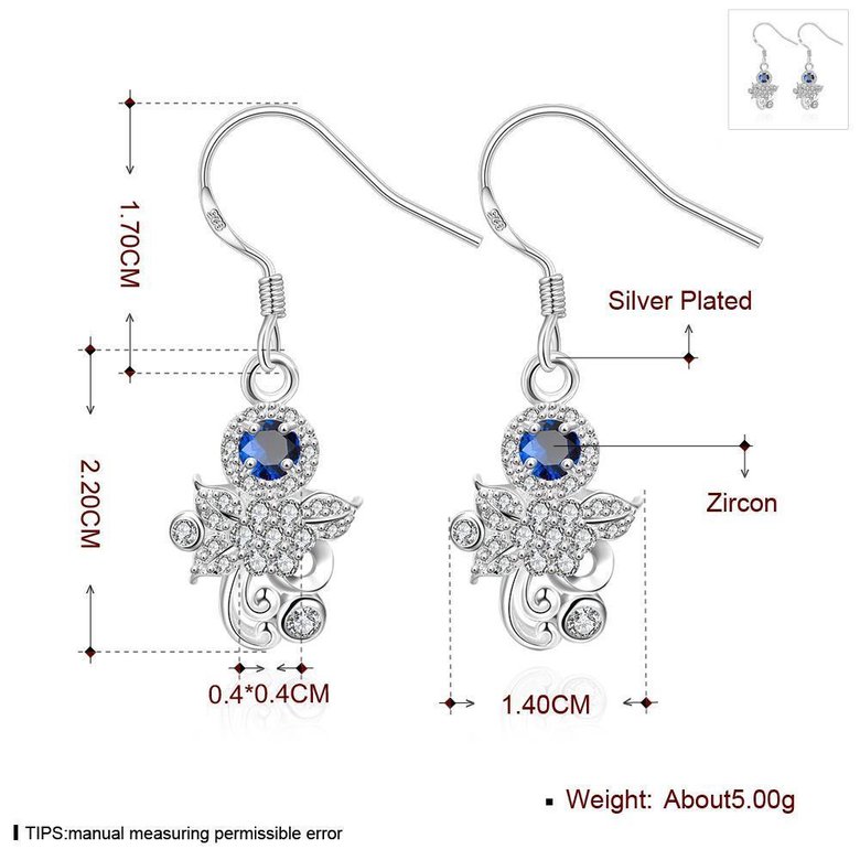 Wholesale Classic Silver Geometric Dangle Earring Blue crystal Drop Earrings For Women Bridal Wedding Jewelry Gifts TGSPDE095 0