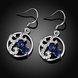 Wholesale Classic luxury Silver round Dangle Earring Blue crystal long Drop Earrings For Women Bridal Wedding Jewelry Gifts TGSPDE098 1 small