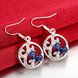 Wholesale Classic luxury Silver round Dangle Earring Blue crystal long Drop Earrings For Women Bridal Wedding Jewelry Gifts TGSPDE098 2 small