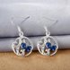 Wholesale Classic luxury Silver round Dangle Earring Blue crystal long Drop Earrings For Women Bridal Wedding Jewelry Gifts TGSPDE098 3 small