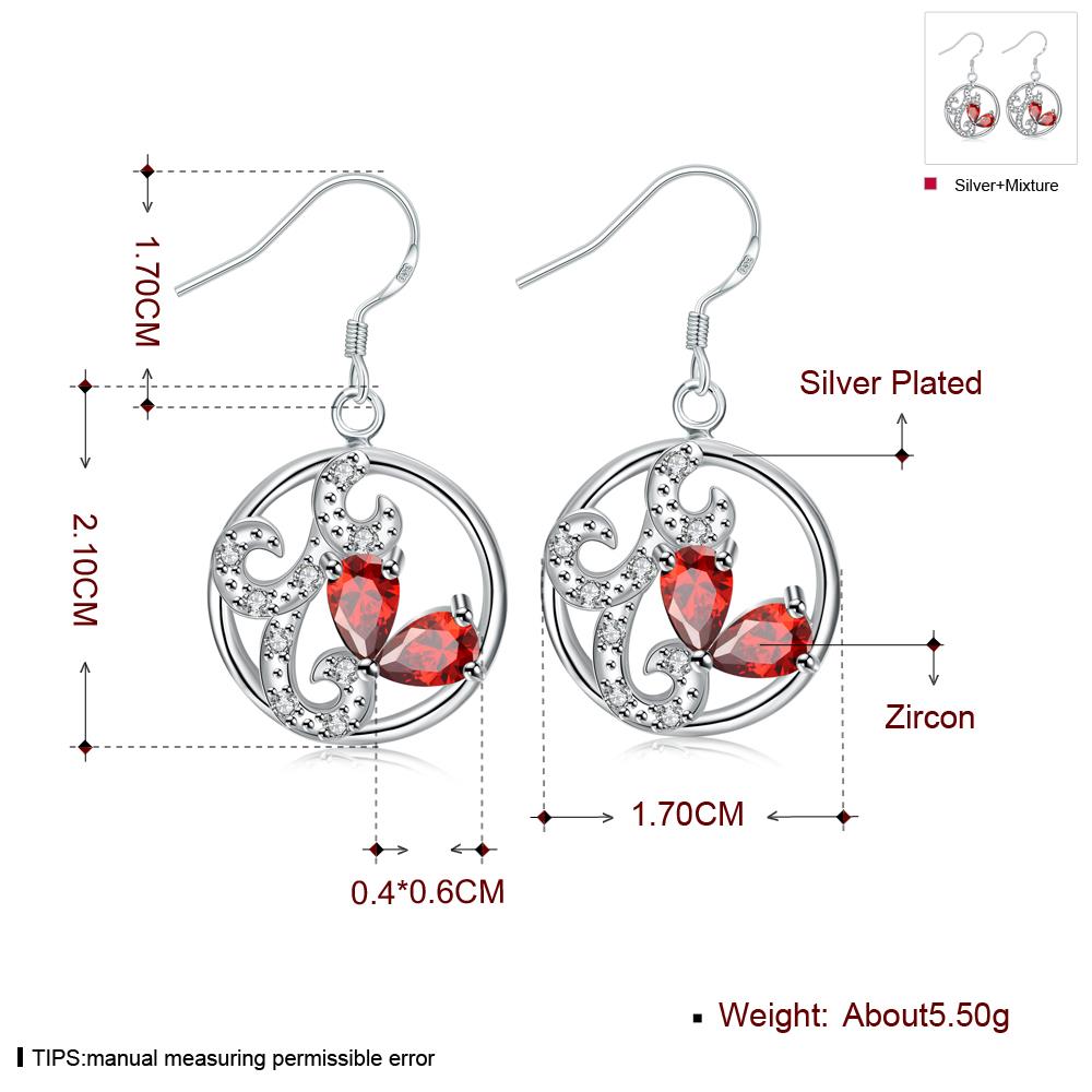 Wholesale Classic luxury Silver round Dangle Earring Blue crystal long Drop Earrings For Women Bridal Wedding Jewelry Gifts TGSPDE098 6