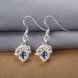 Wholesale Classic luxury Silver round Dangle Earring Blue crystal long Drop Earrings For Women Bridal Wedding Jewelry Gifts TGSPDE105 0 small
