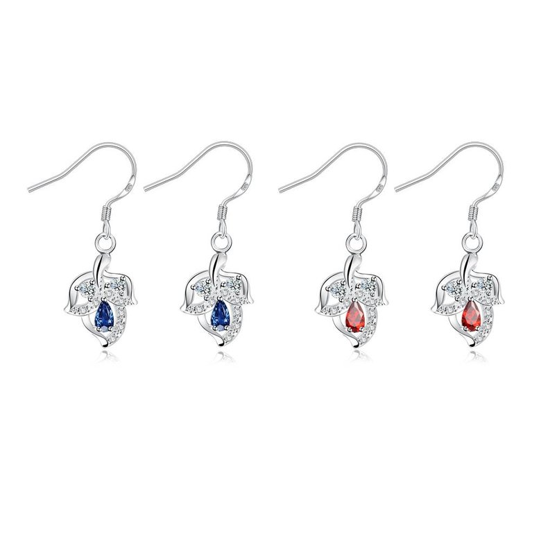 Wholesale Classic luxury Silver round Dangle Earring Blue crystal long Drop Earrings For Women Bridal Wedding Jewelry Gifts TGSPDE105 1