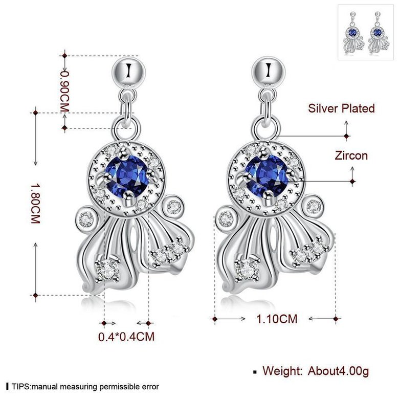 Wholesale Classic luxury Silver round Dangle Earring Blue crystal long Drop Earrings For Women Bridal Wedding Jewelry Gifts TGSPDE111 0