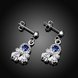 Wholesale Classic luxury Silver round Dangle Earring Blue crystal long Drop Earrings For Women Bridal Wedding Jewelry Gifts TGSPDE111 1 small