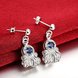 Wholesale Classic luxury Silver round Dangle Earring Blue crystal long Drop Earrings For Women Bridal Wedding Jewelry Gifts TGSPDE111 2 small