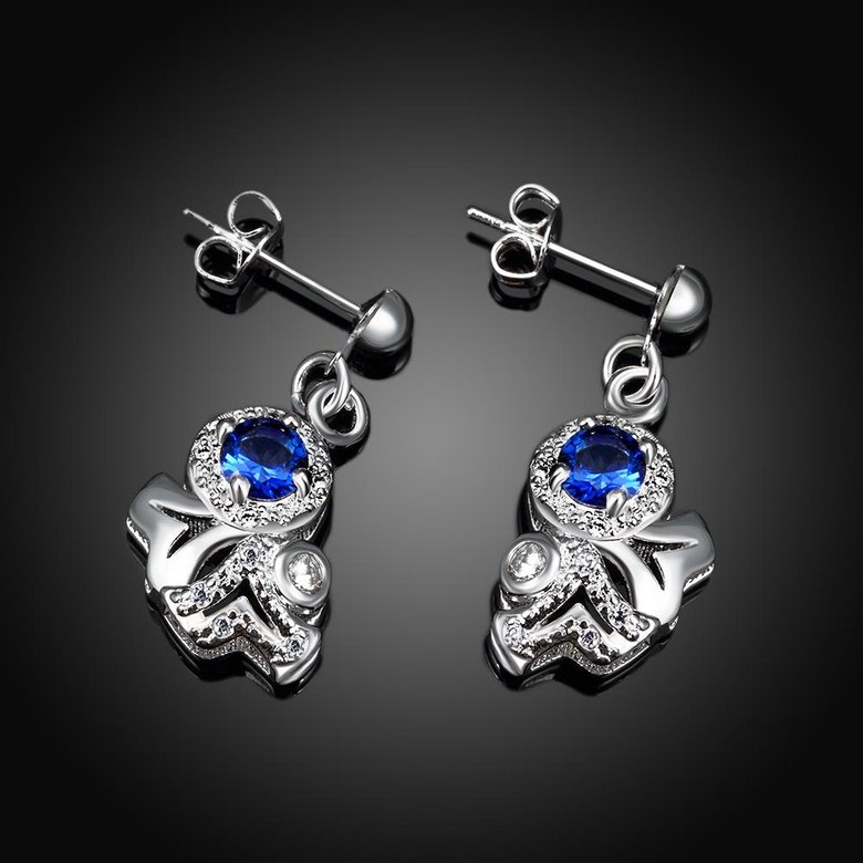 Wholesale Unique Art Silver CZ Dangle Earring Trendy blue crystal earring for party jewelry TGSPDE005 1