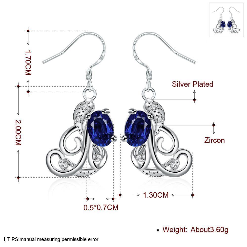 Wholesale Classic luxury Silver round Dangle Earring Blue crystal long Drop Earrings For Women Bridal Wedding Jewelry Gifts TGSPDE128 1