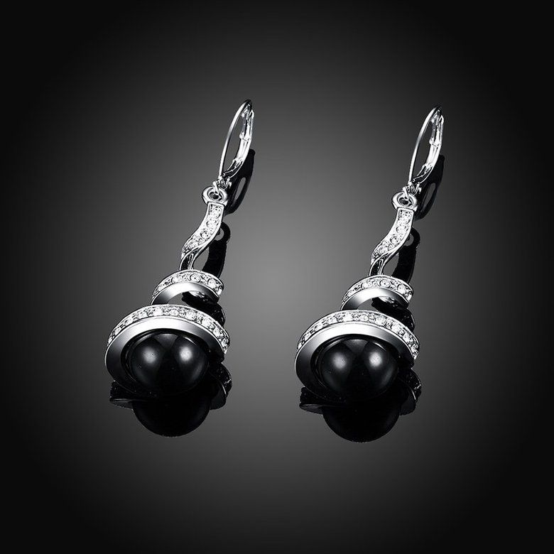 Wholesale Fashion freshwater black rice Pearl earrings for women silver plated zircon Revolving shape earrings wedding gift TGSPDE168 0