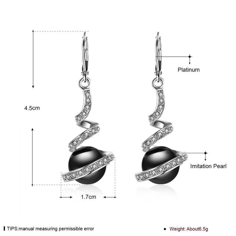 Wholesale Fashion freshwater black rice Pearl earrings for women silver plated zircon Revolving shape earrings wedding gift TGSPDE168 1