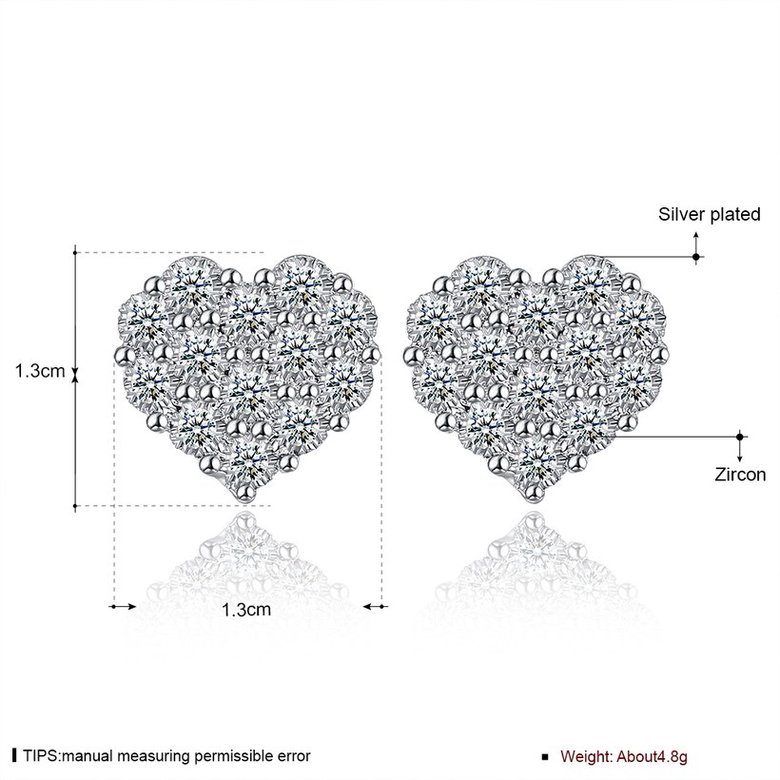 Wholesale Ladies Earrings Silver Plated Couple Earrings Love Cubic Zirconia Earrings Fashion Charm Jewelry Birthday Gift for Girlfriend TGSPE197 0